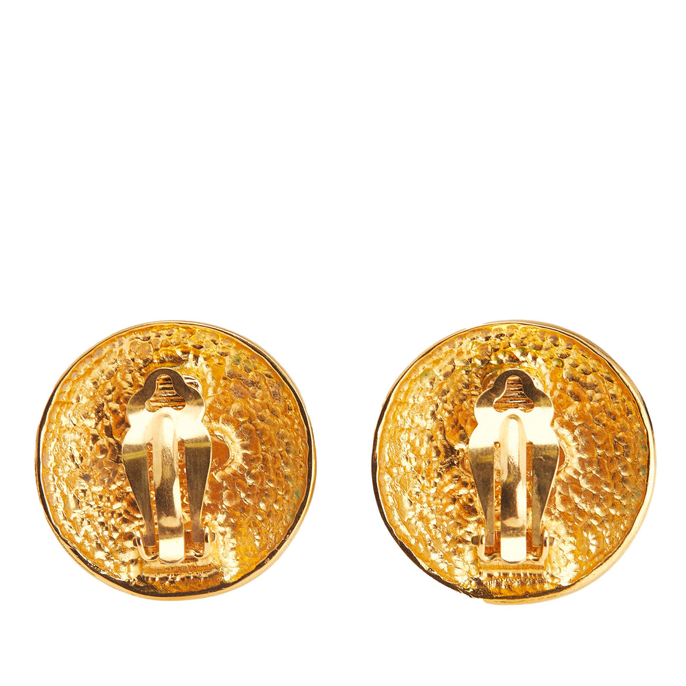 Gold Plated Camellia Cross Dome Clip On Earrings Gold - Gaby Paris
