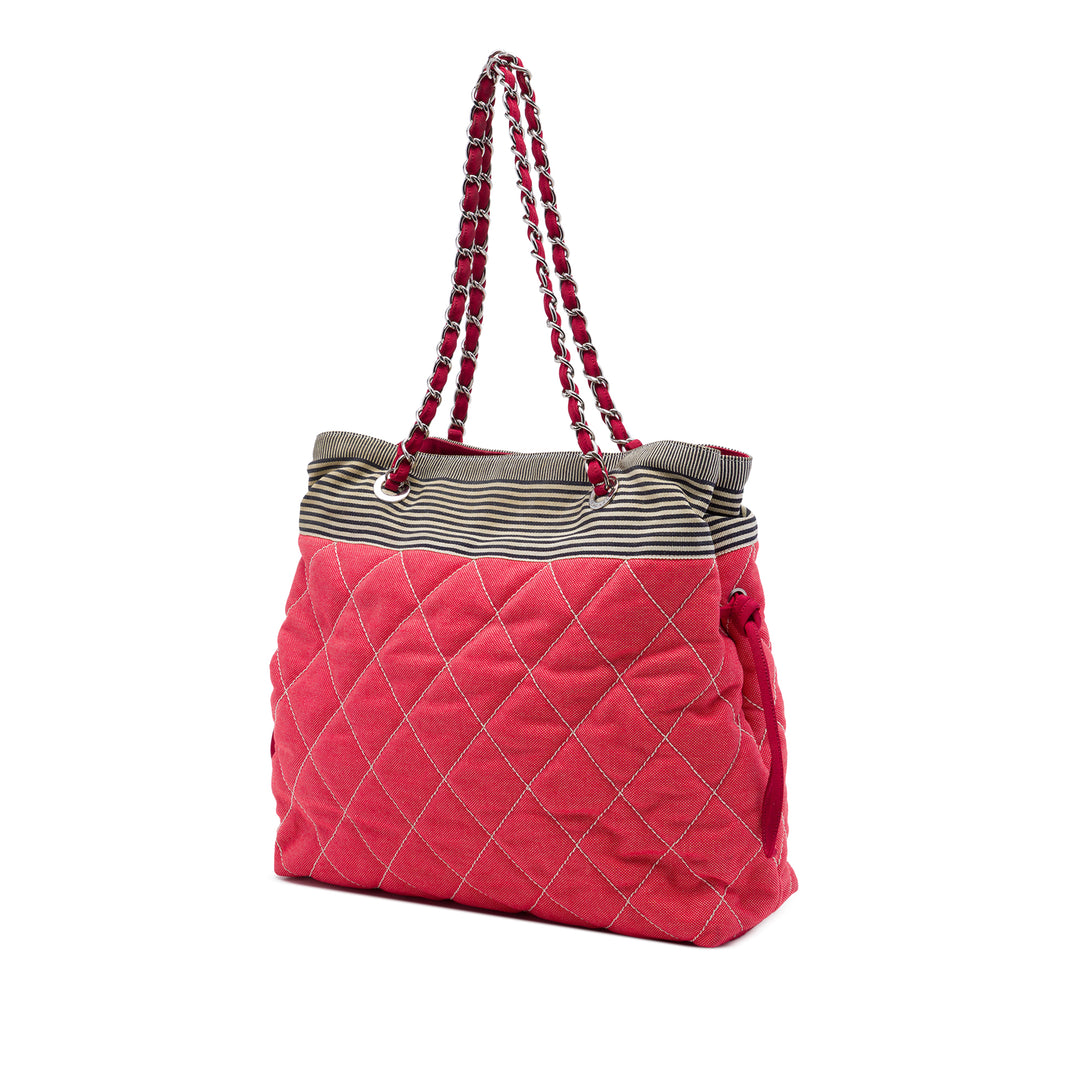 Chanel CC Matelassé Jean Grosgrain Drawstring Cabas
