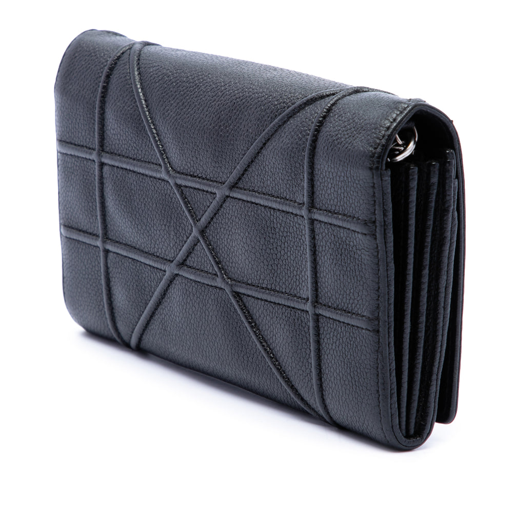 Dior grainé Diorama Croisiere Wallet on Chain Cuir de veau grainé Noir – vue 2 – GABY PARIS