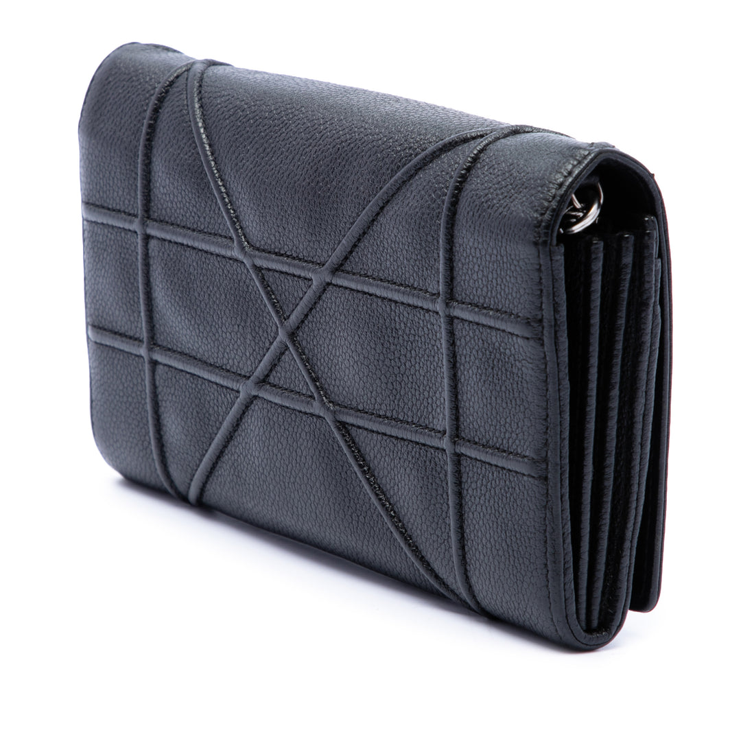 Dior grainé Diorama Croisiere Wallet on Chain Cuir de veau grainé Noir – vue 2 – GABY PARIS