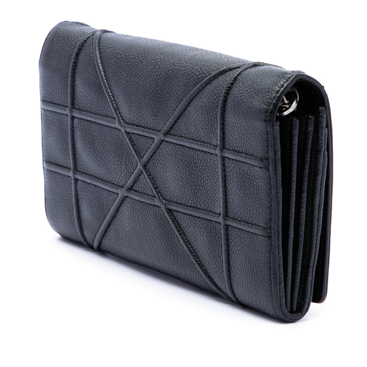 Dior grainé Diorama Croisiere Wallet on Chain Cuir de veau grainé Noir – vue 2 – GABY PARIS