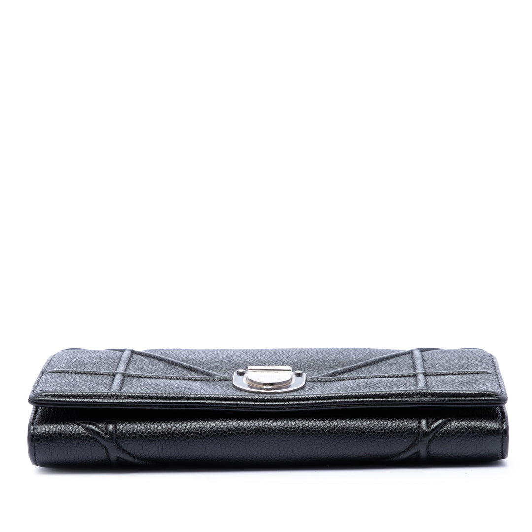 Dior grainé Diorama Croisiere Wallet on Chain Cuir de veau grainé Noir – vue 3 – GABY PARIS