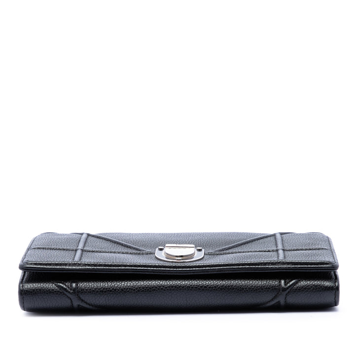 Dior grainé Diorama Croisiere Wallet on Chain Cuir de veau grainé Noir – vue 3 – GABY PARIS