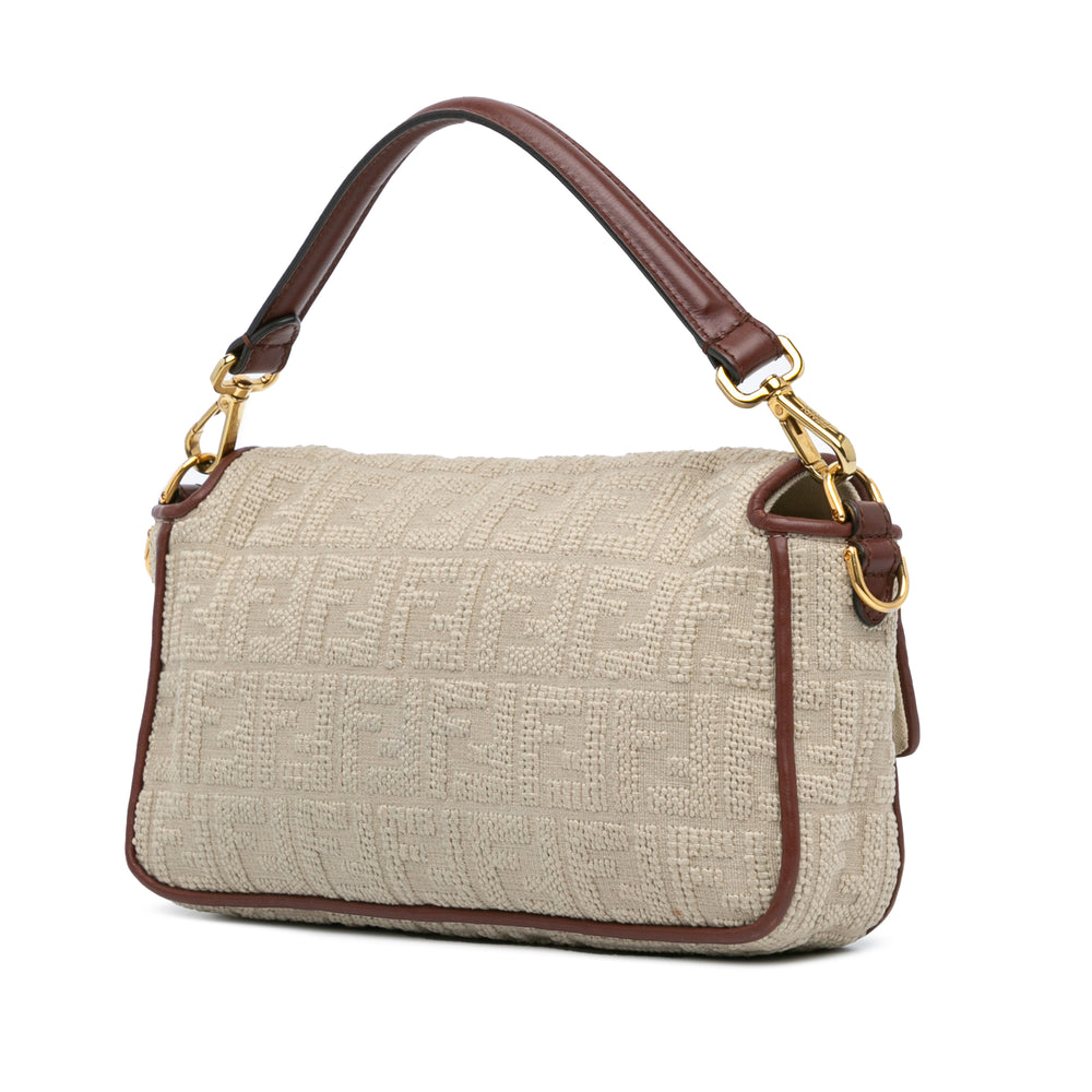 Zucca Embroidered Canvas Baguette Satchel Brown - Gaby Paris