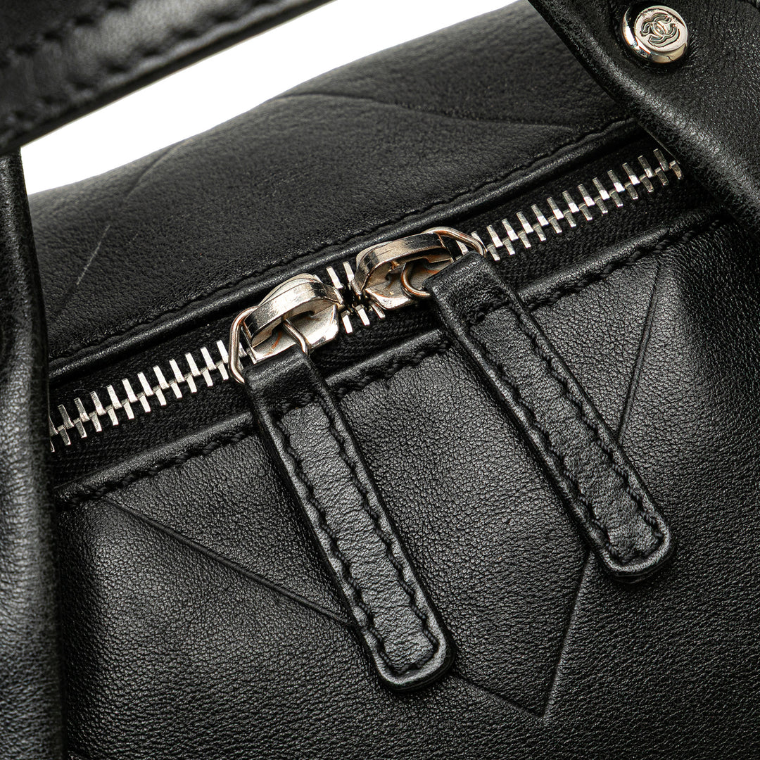 CC Chevron Quilted Lambskin Boston Black - Gaby Paris