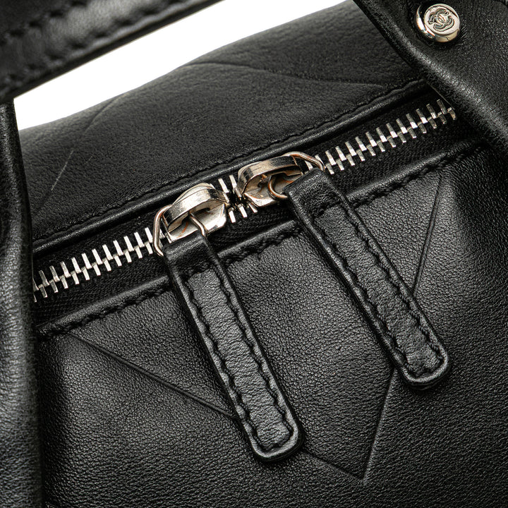 CC Chevron Quilted Lambskin Boston Black - Gaby Paris