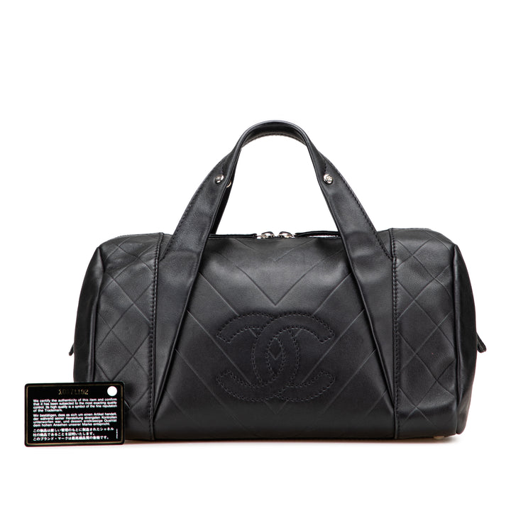 CC Chevron Quilted Lambskin Boston Black - Gaby Paris