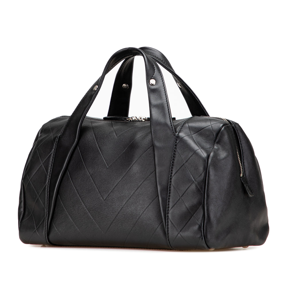 CC Chevron Quilted Lambskin Boston Black - Gaby Paris