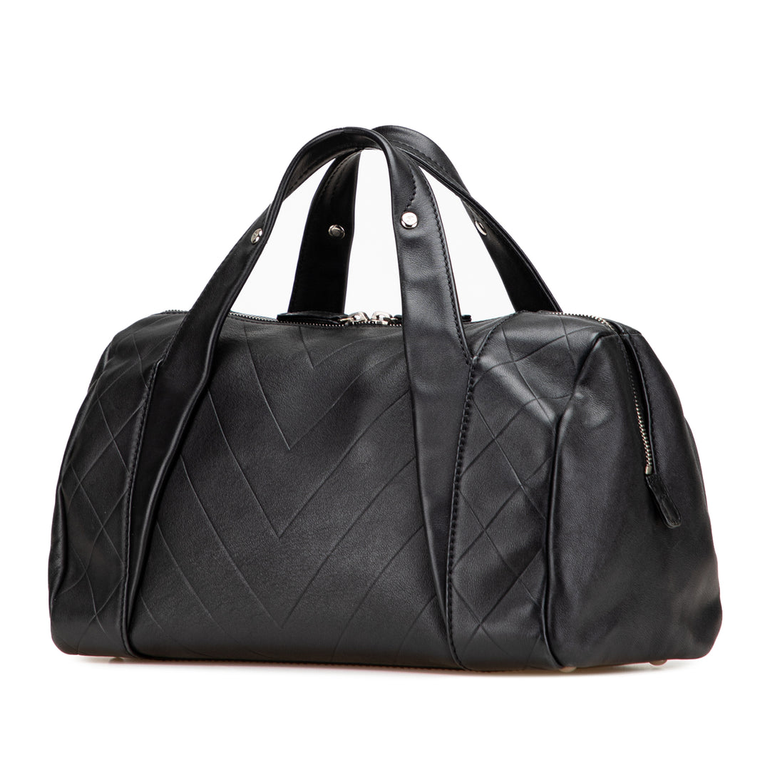CC Chevron Quilted Lambskin Boston Black - Gaby Paris