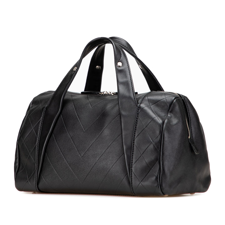 CC Chevron Quilted Lambskin Boston Black - Gaby Paris