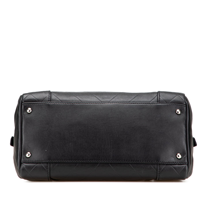 CC Chevron Quilted Lambskin Boston Black - Gaby Paris