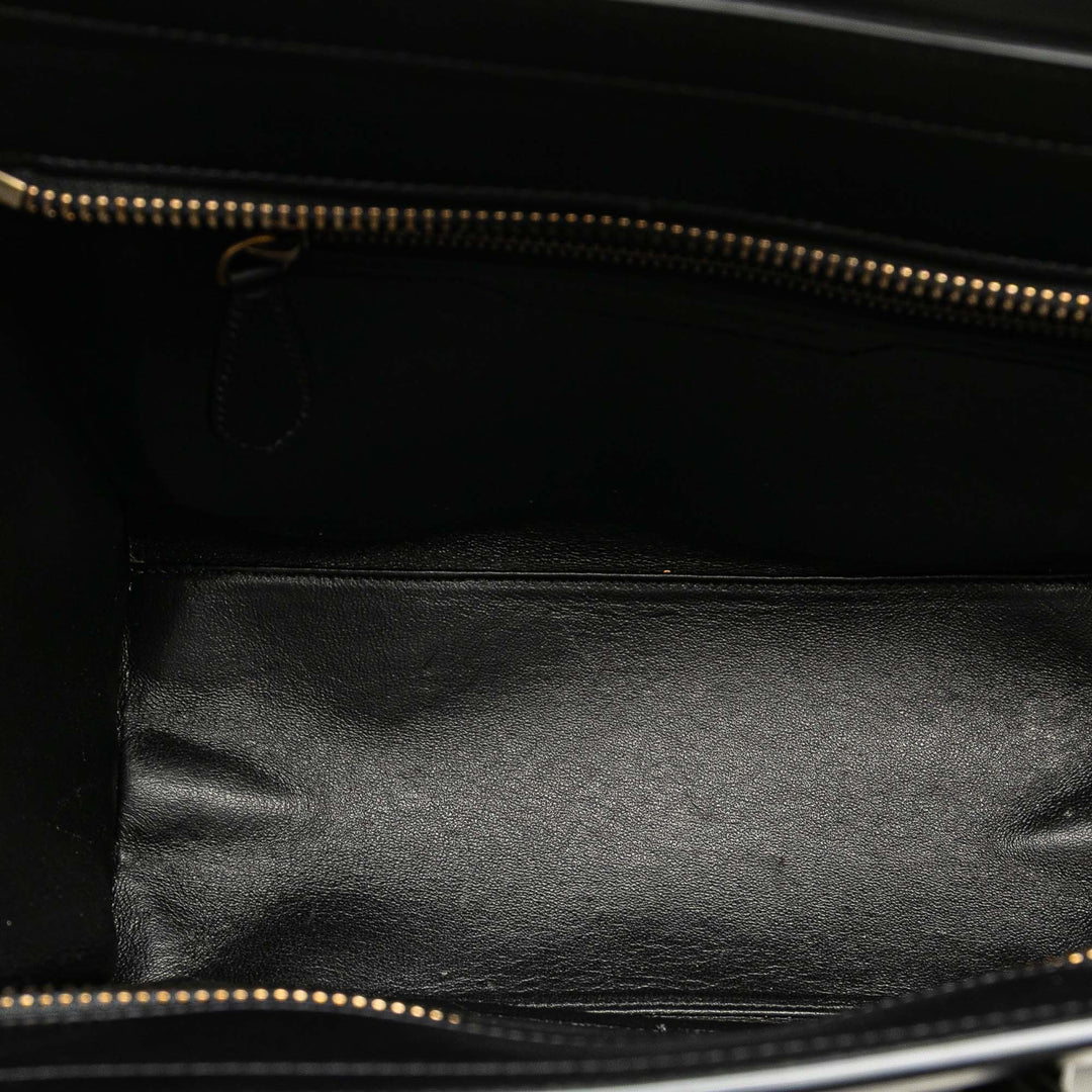 Celine Micro Bicolor Nubuck and Drummed Cuir de veau Luggage Cabas Blanc