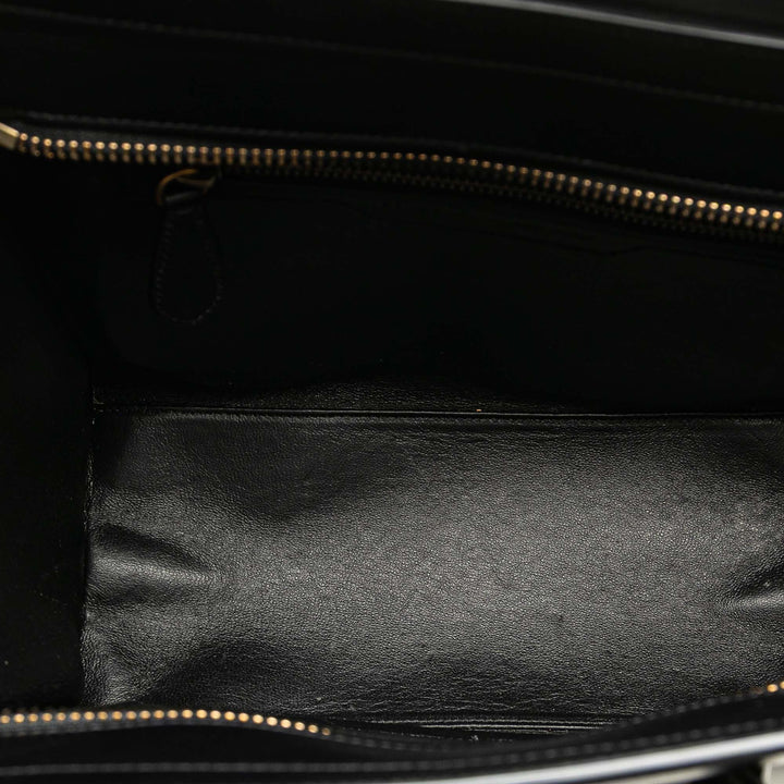 Celine Micro Bicolor Nubuck and Drummed Cuir de veau Luggage Cabas Blanc