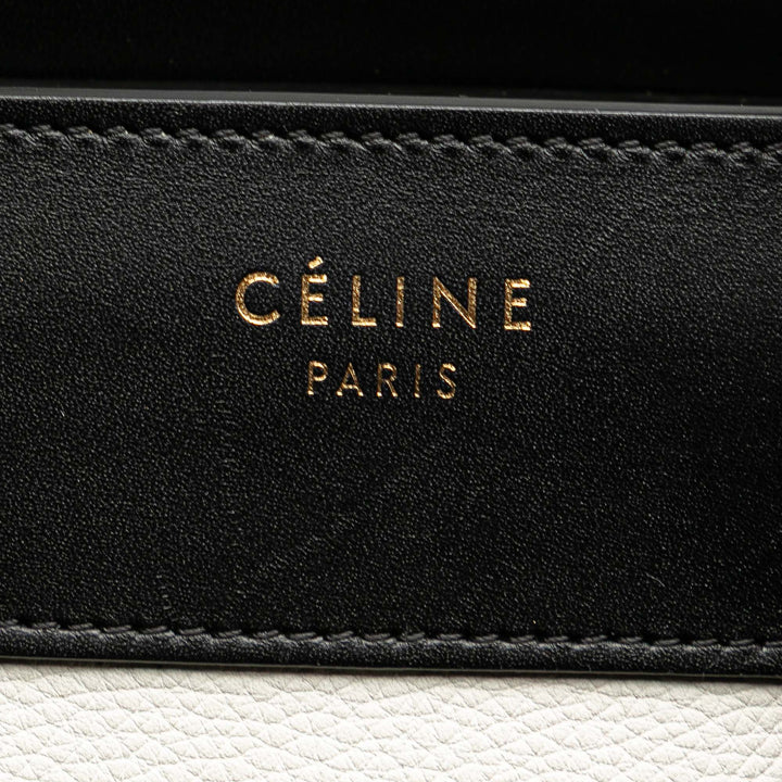 Celine Micro Bicolor Nubuck and Drummed Cuir de veau Luggage Cabas Blanc