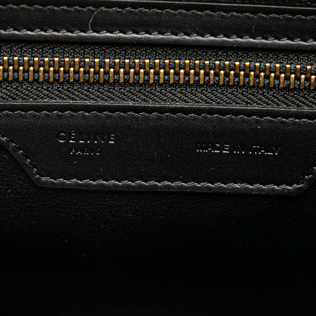 Celine Micro Bicolor Nubuck and Drummed Cuir de veau Luggage Cabas Blanc