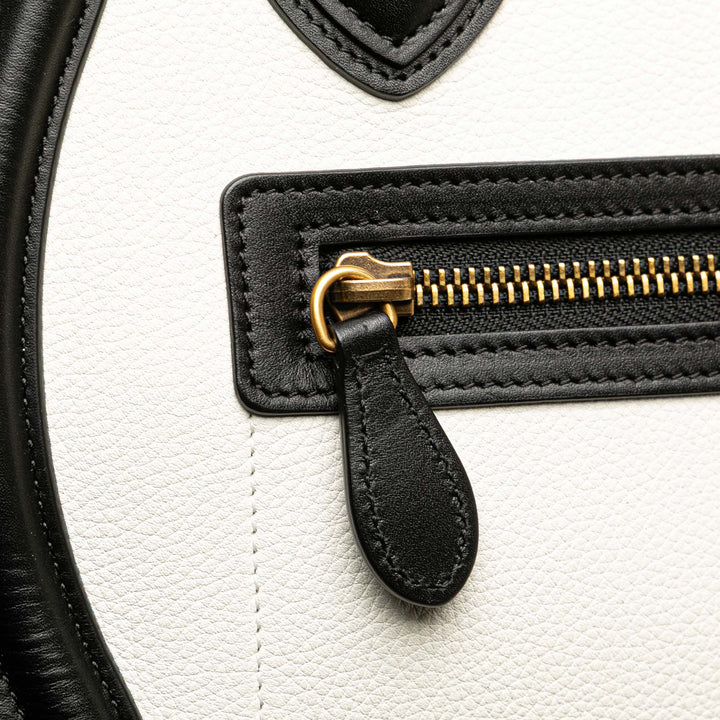Celine Micro Bicolor Nubuck and Drummed Cuir de veau Luggage Cabas Blanc