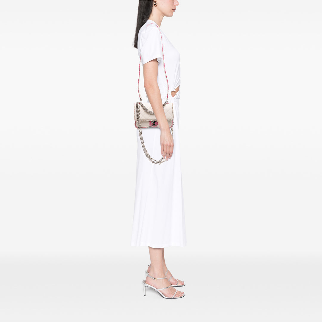 Chanel Quilted Cuir d’agneau and Tweed Elegant Trim Flap Blanc
