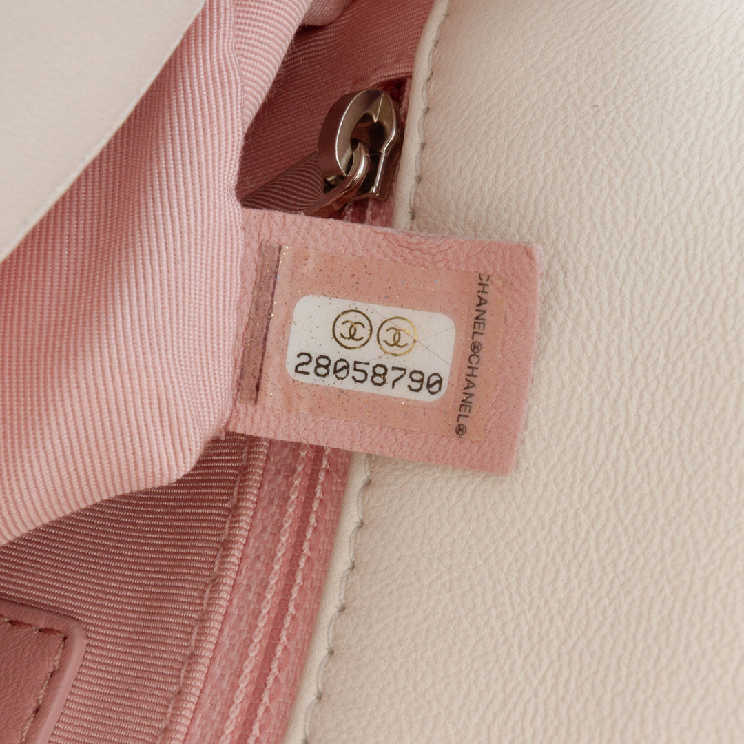 Chanel Quilted Cuir d’agneau and Tweed Elegant Trim Flap Blanc