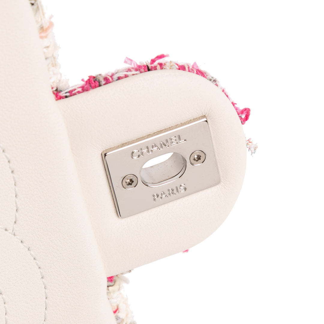 Chanel Quilted Cuir d’agneau and Tweed Elegant Trim Flap Blanc