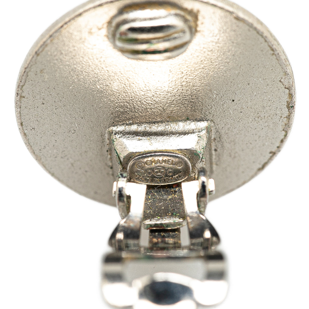 Silver Cruise CC Logo Disc Clip on Earrings Silver - Gaby Paris