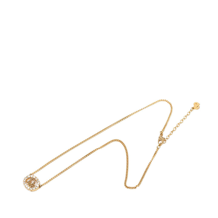 plaqué Strass CD Logo Pendant Collier Doré
