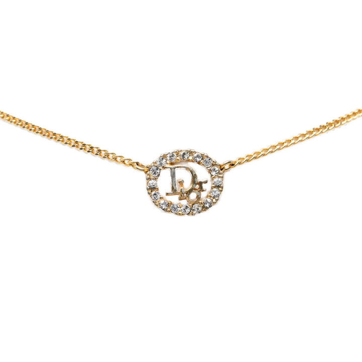 plaqué Strass CD Logo Pendant Collier Doré