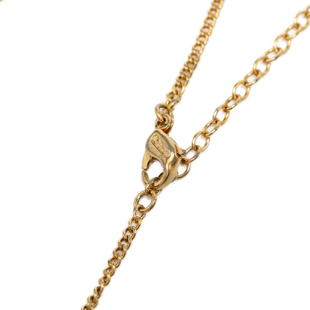 plaqué Strass CD Logo Pendant Collier Doré