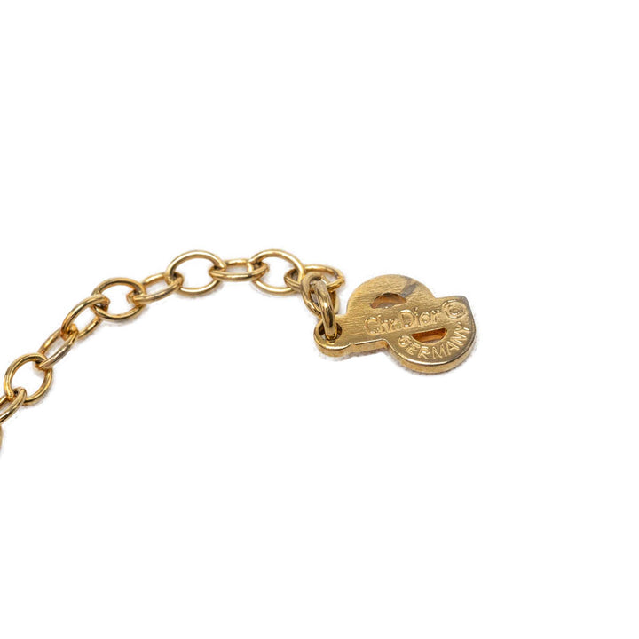 plaqué Strass CD Logo Pendant Collier Doré