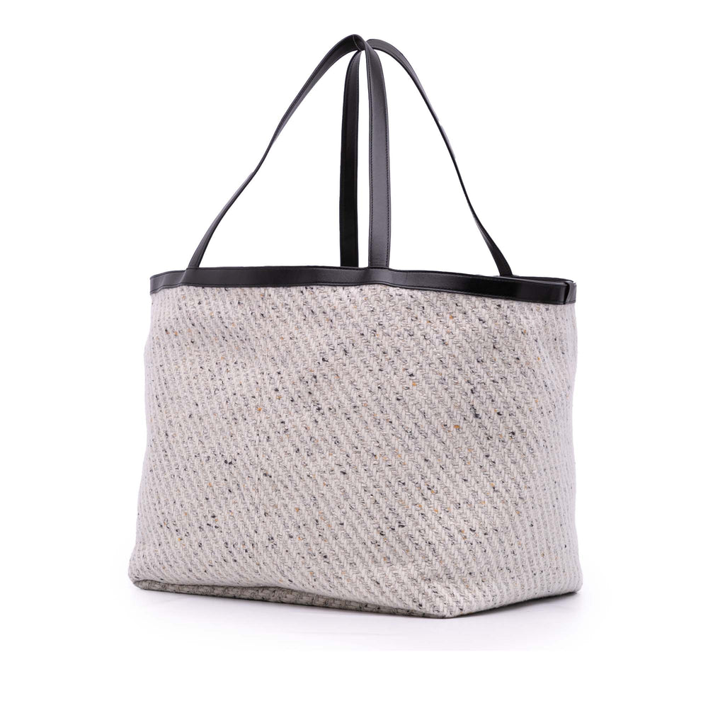 Bottega Veneta Large Wool and Cuir de veau Flip Flap Cabas Gris – GABY PARIS Authentique
