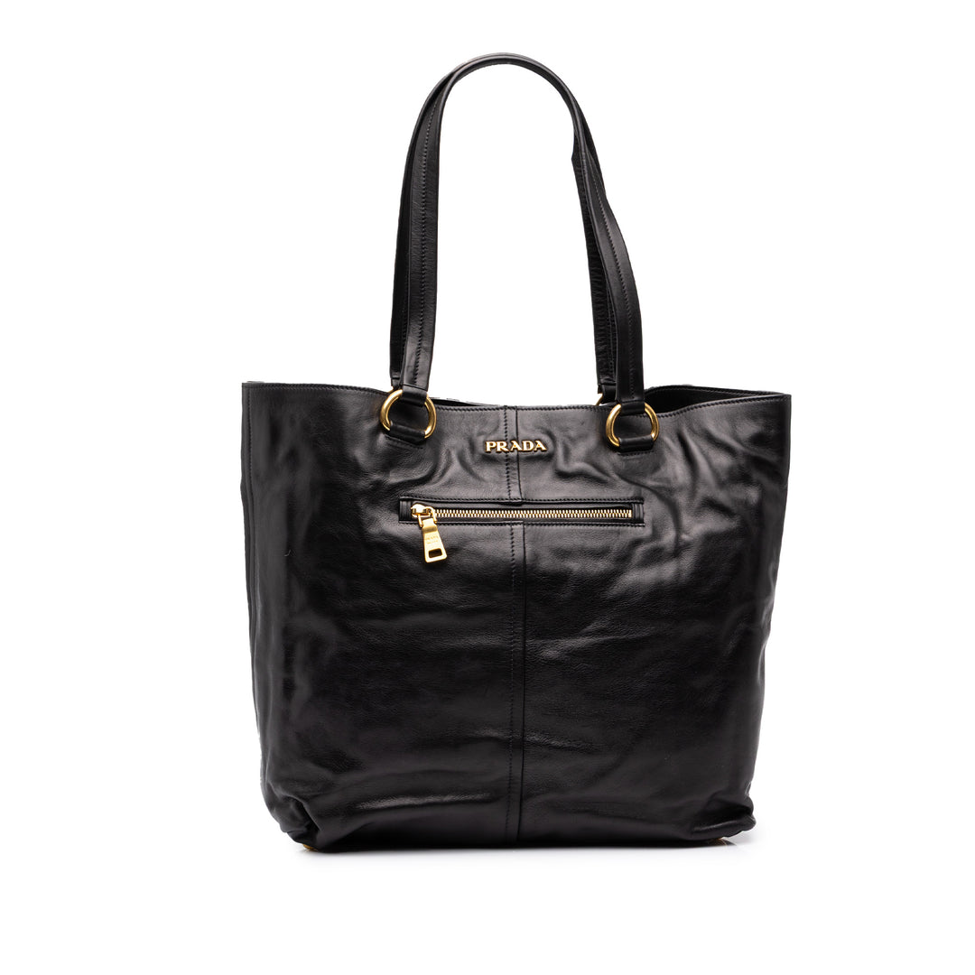 Prada Souple Veau Cabas Noir – vue principale – GABY PARIS