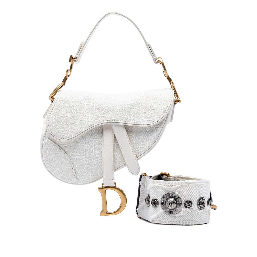 Dior Mini Oblique brodé Toile Saddle Sac