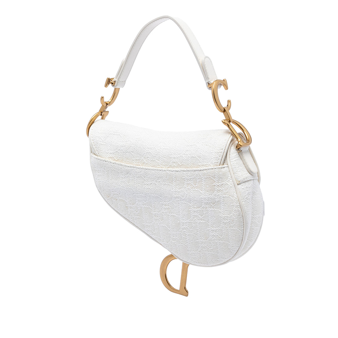 Dior Mini Oblique brodé Toile Saddle Sac