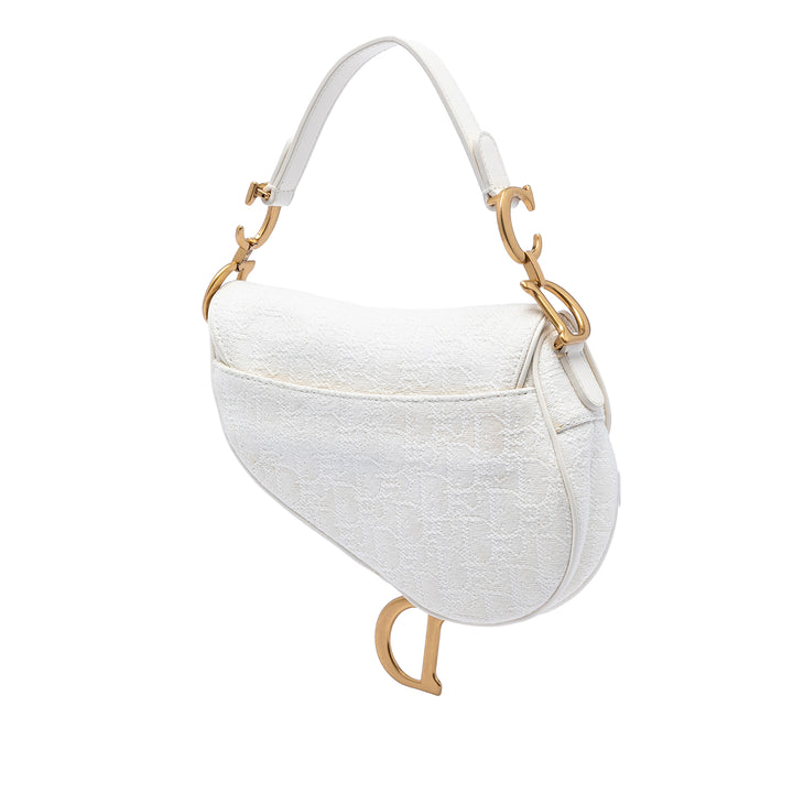 Dior Mini Oblique brodé Toile Saddle Sac