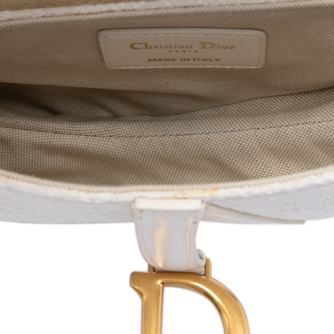 Dior Mini Oblique brodé Toile Saddle Sac