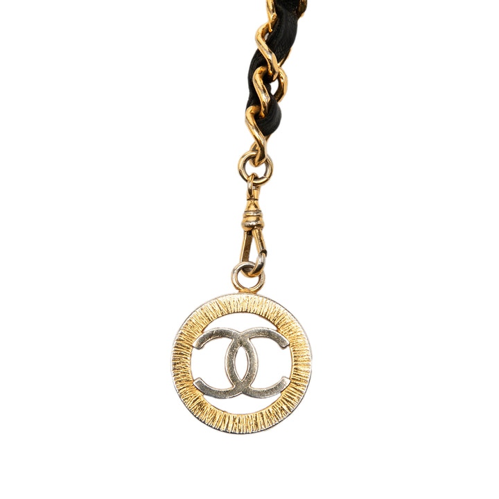 Chanel CC plaqué Cuir Woven Medallion Triple Chain Belt
