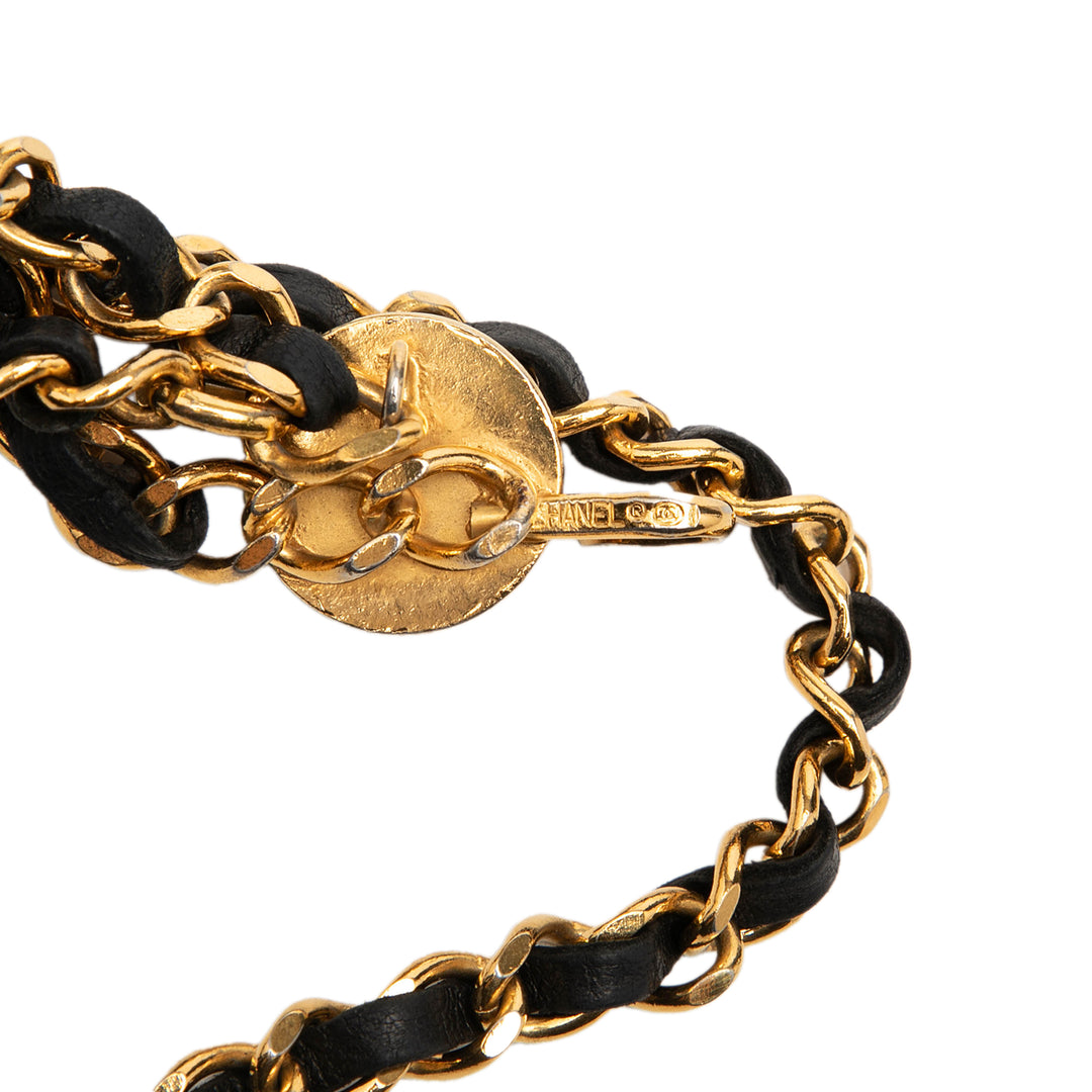 Chanel CC plaqué Cuir Woven Medallion Triple Chain Belt