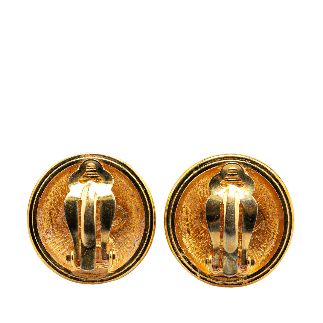 Gold Plated CC Clip On Earrings Gold - Gaby Paris