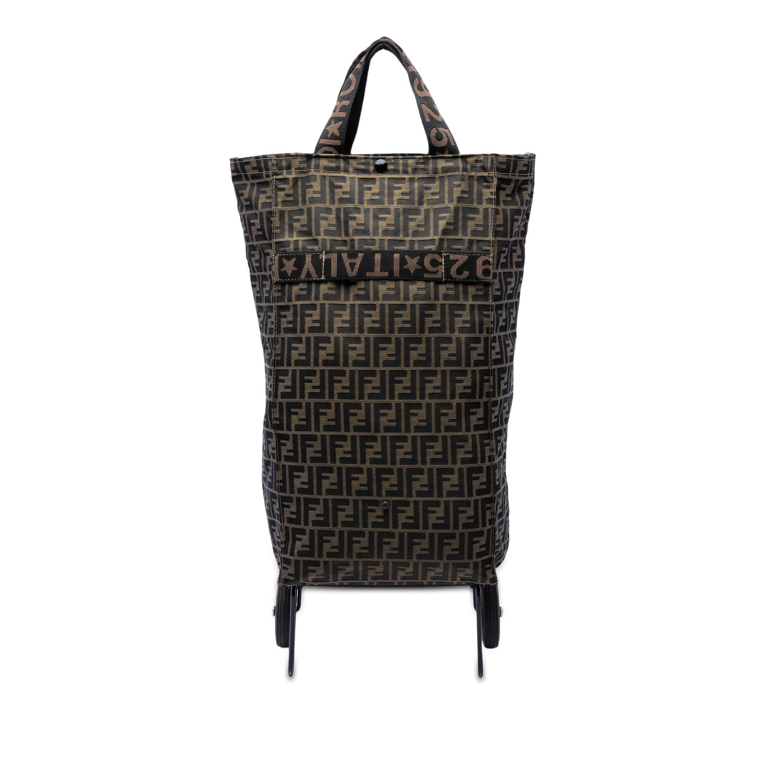 Fendi Zucca Toile Foldable Jolly Trailer Rolling Cart