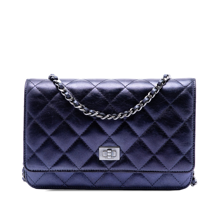 Chanel Matelassé brillant vieilli Cuir de veau Reissue 2.55 Wallet on Chain