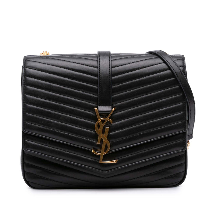 Saint Laurent Medium Chevron Cuir d’agneau Monogram Sulpice Bag