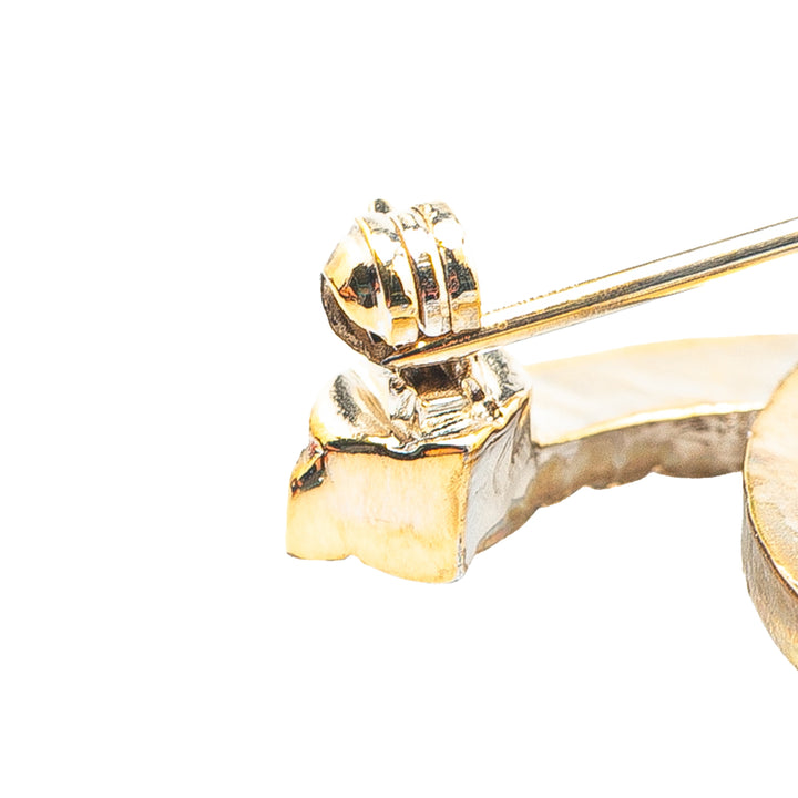 Gold Plated Rhinestone CC Quilted Brooch Gold - Gaby Paris