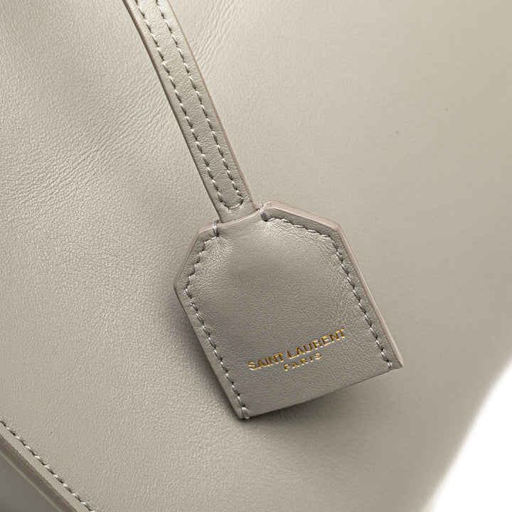 Small Leather Monogram Cabas Satchel Gray - Gaby Paris