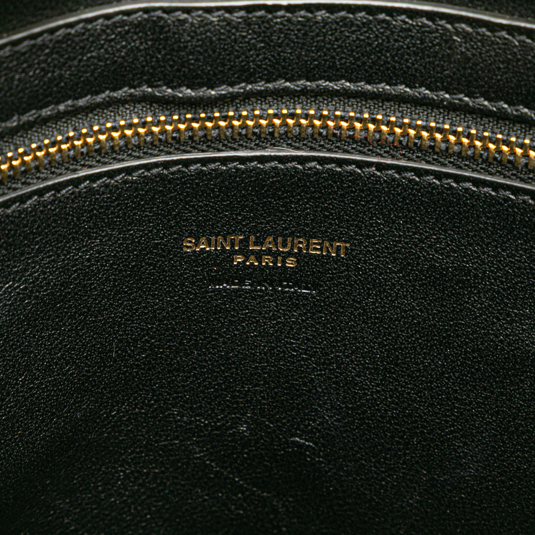 Small Leather Monogram Cabas Satchel Gray - Gaby Paris