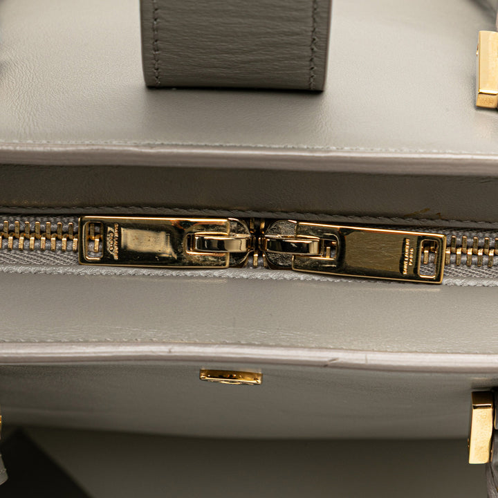 Small Leather Monogram Cabas Satchel Gray - Gaby Paris