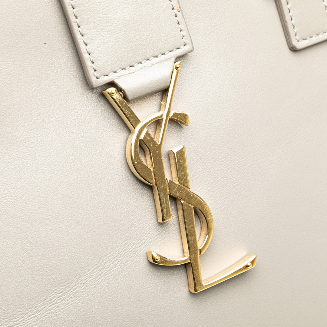 Small Leather Monogram Cabas Satchel Gray - Gaby Paris