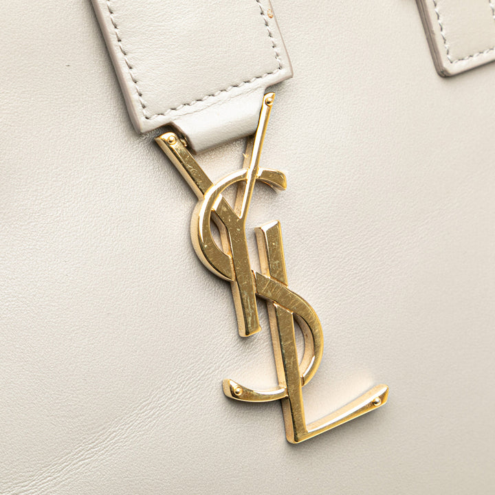 Small Leather Monogram Cabas Satchel Gray - Gaby Paris
