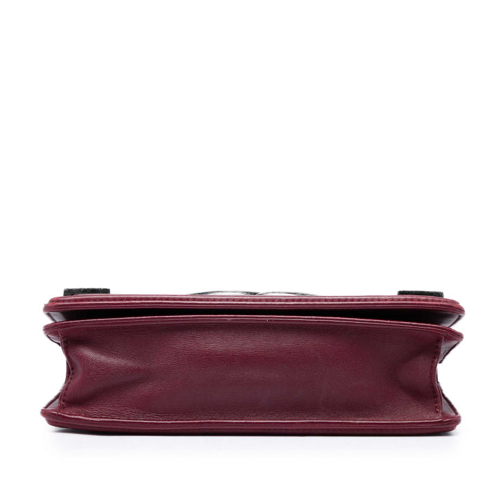 Chanel Acrylic Boy Brick Horizontal à rabat Cuir d'agneau Rouge