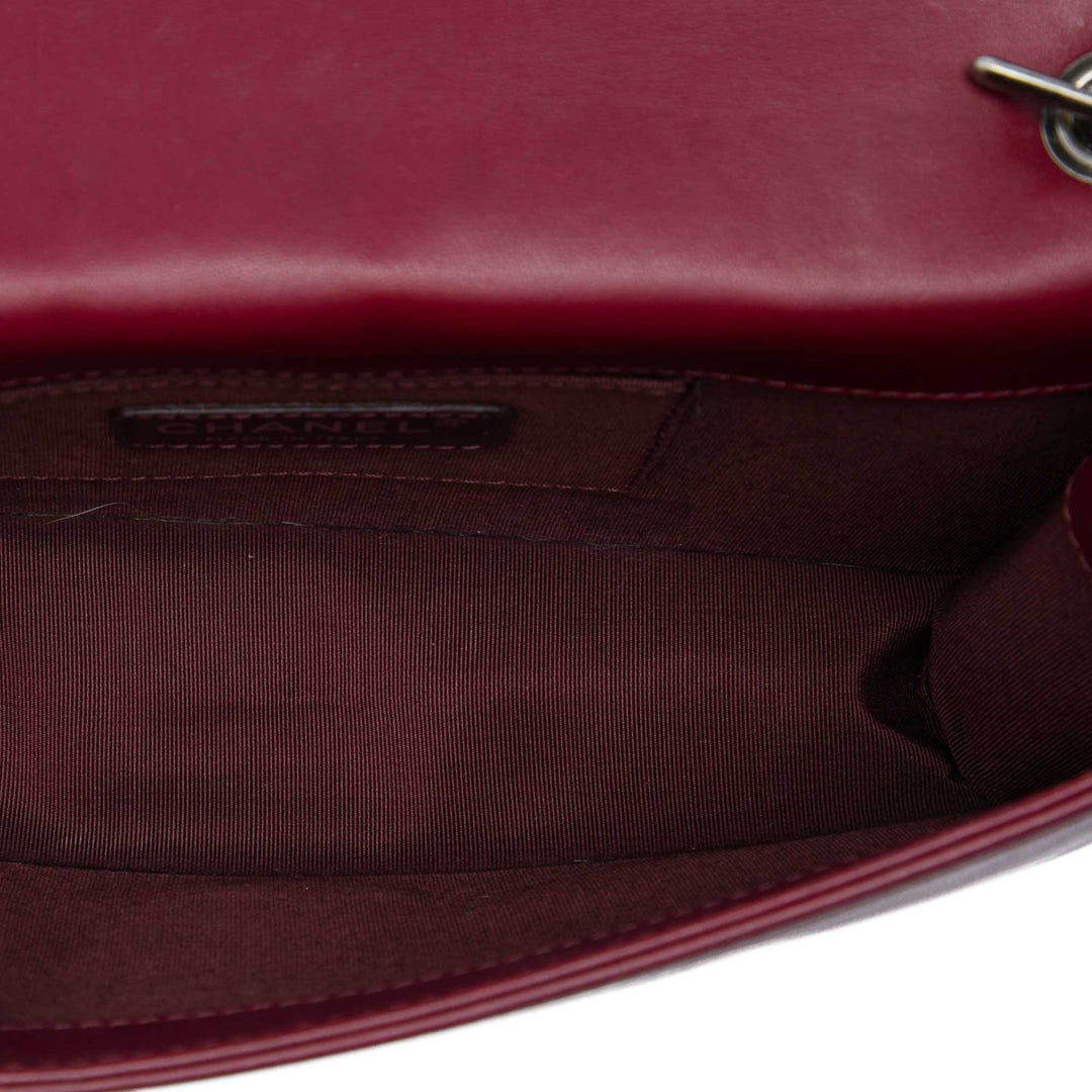 Chanel Acrylic Boy Brick Horizontal à rabat Cuir d'agneau Rouge