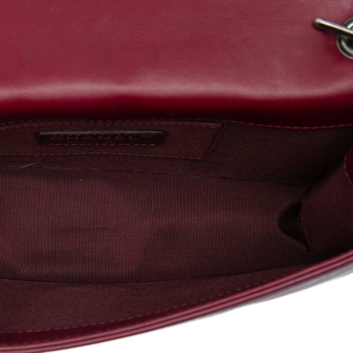 Chanel Acrylic Boy Brick Horizontal à rabat Cuir d'agneau Rouge