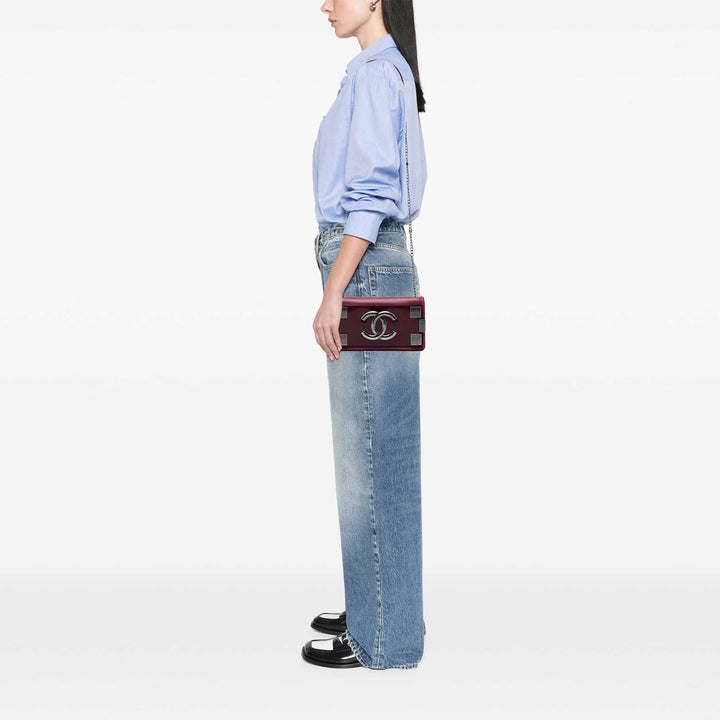 Chanel Acrylic Boy Brick Horizontal à rabat Cuir d'agneau Rouge